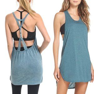 Mono B Braided Tunic Tank Top Sea foam Mineral Wash Teal SZ Small - Large NWT